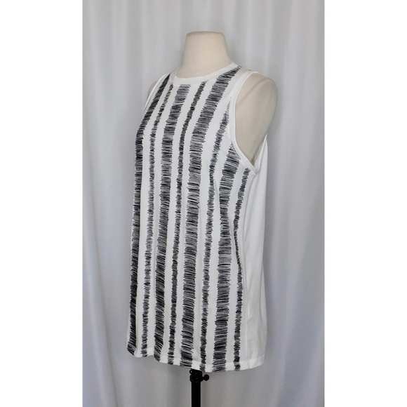 3. 1 PHILLIP LIM Scribble Stitch Embroidered Tank White Black Sleeveless Small - Picture 7 of 16